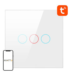 Inteligentný vypínač svetla WiFi Avatto TS02-EU-W3 3 Way TUYA (biely)