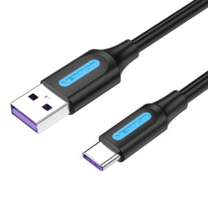 Kábel USB 2.0 A na USB-C Vention CORBI 5A 3 m čierny PVC