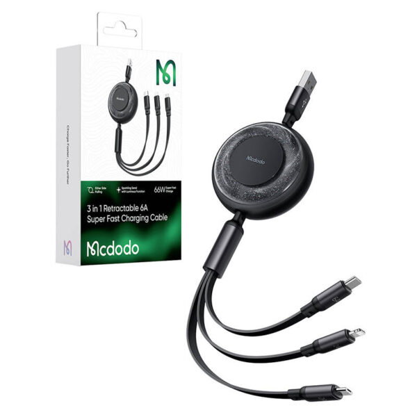 3-in-1 USB-C to USB-C / Lightning / Micro USB cable, Mcdodo CA-3730, 1.2m (black) - Image 4