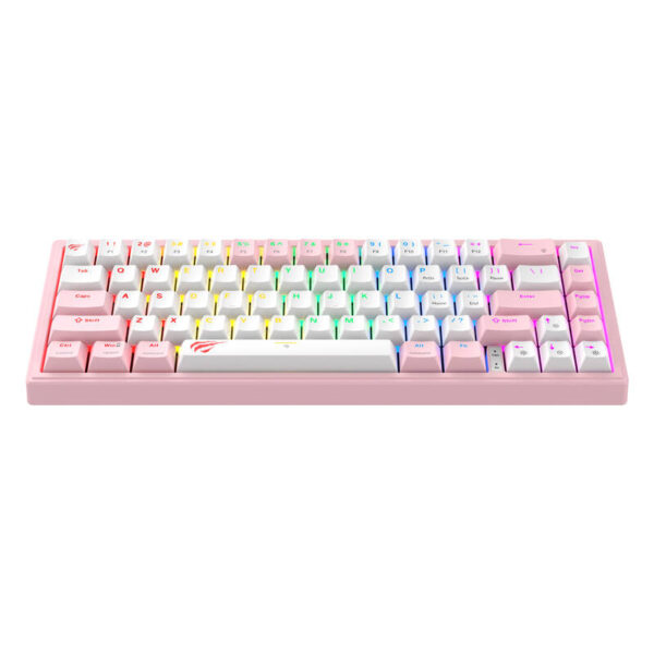 Klawiatura mechaniczna gamingowa Havit KB874L RGB (różowo-biała) - Image 2