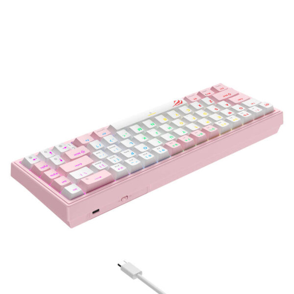 Klawiatura mechaniczna gamingowa Havit KB874L RGB (różowo-biała) - Image 4